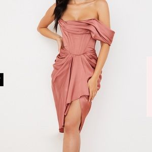 House Of CB JANIS' ROUGE SATIN MIDI DRESS